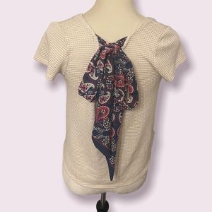 Ivory Knit T Shirt with Gorgeous Ribbon Back